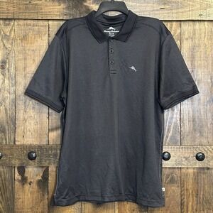 Tommy Bahama XL Polo Shirt Mens Gray Striped Short Sleeve Golf Casual